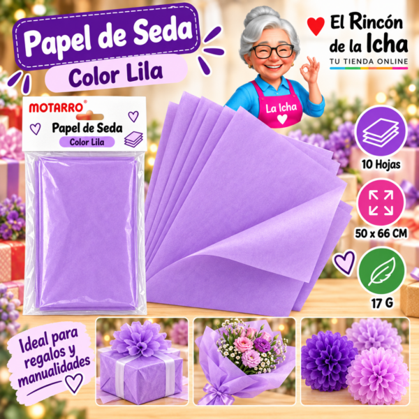 RI-0005831 Papel de Seda 50 x 66 cm 17 g 10 Hojas Lila