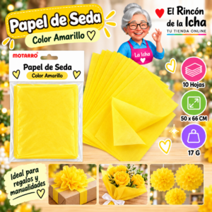 RI-0005832 Papel de Seda 50 x 66 cm 17 g 10 Hojas Amarillo