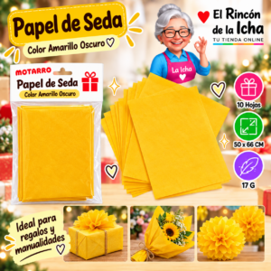 RI-0005834 Papel de Seda 50 x 66 cm 17 g 10 Hojas Amarillo Oscuro