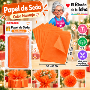 RI-0005835 Papel de Seda 50 x 66 cm 17 g 10 Hojas Naranjo