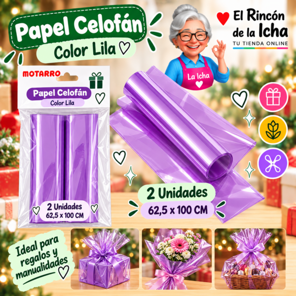 RI-0005851 Papel Celofán 62,5 x 100 cm 2 Unidades Lila
