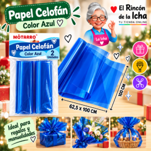 RI-0005854 Papel Celofán 62,5 x 100 cm 2 Unidades Azul