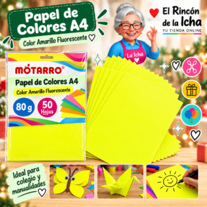 RI-0005856 Papel de Colores A4 80 g 50 Hojas Amarillo Fluorescente