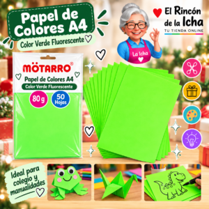 RI-0005857 Papel de Colores A4 80 g 50 Hojas Verde Fluorescente