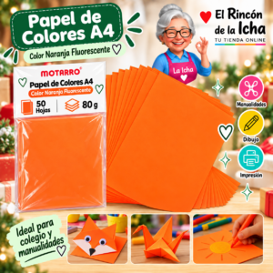 RI-0005858 Papel de Colores A4 80 g 50 Hojas Naranja Fluorescente