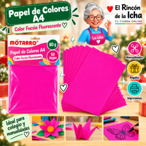 RI-0005859 Papel de Colores A4 80 g 50 Hojas Fucsia Fluorescente