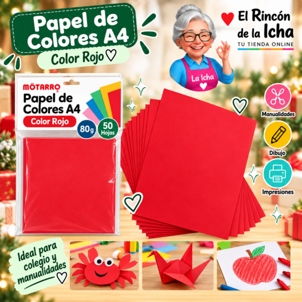 RI-0005863 Papel de Colores A4 80 g 50 Hojas Rojo