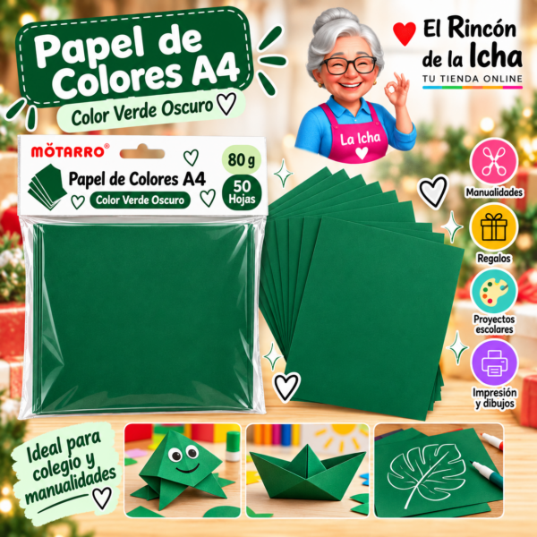 Papel de Colores A4 80 g 50 Hojas Verde Oscuro