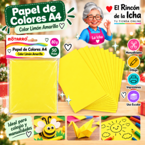RI-0005865 Papel de Colores A4 80 g 50 Hojas Limón Amarillo