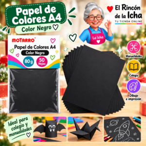 RI-0005866 Papel de Colores A4 80 g 50 Hojas Negro