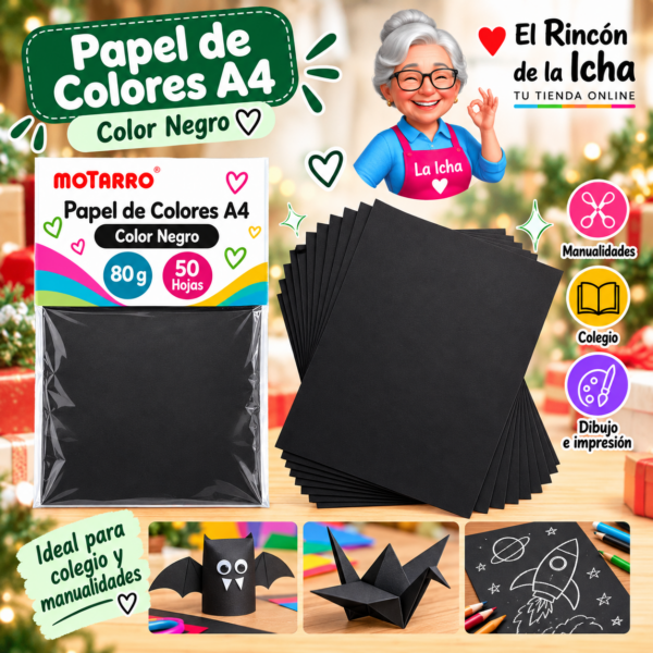 Papel de Colores A4 80 g 50 Hojas Negro