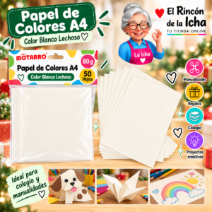 RI-0005867 Papel de Colores A4 80 g 50 Hojas Blanco Lechoso