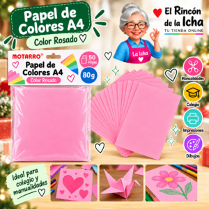 RI-0005869 Papel de Colores A4 80 g 50 Hojas Rosado