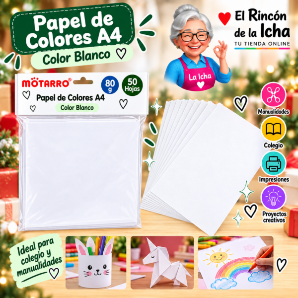 RI-0005871 Papel de Colores A4 80 g 50 Hojas Blanco