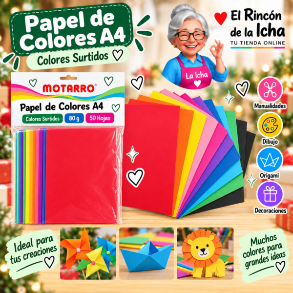 RI-0005872 Papel de Colores A4 80 g 50 Hojas Colores Surtidos