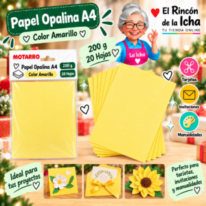 RI-0005875 Papel Opalina A4 200 g 20 Hojas Amarillo