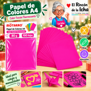 RI-0005880 Papel de Colores A4 80 g 100 Hojas Fucsia Fluorescente