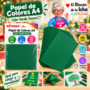 RI-0005881 Papel de Colores A4 80 g 100 Hojas Verde Oscuro