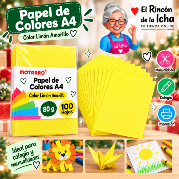 RI-0005882 Papel de Colores A4 80 g 100 Hojas Limón Amarillo