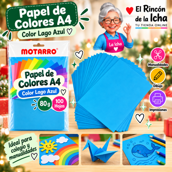 RI-0005883 Papel de Colores A4 80 g 100 Hojas Lago Azul