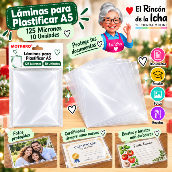 RI-0005886 Láminas para Plastificar A5 125 Micrones 10 Unidades