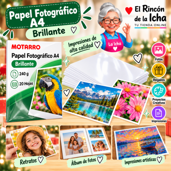 Papel Fotográfico A4 Brillante 240 g 20 Hojas
