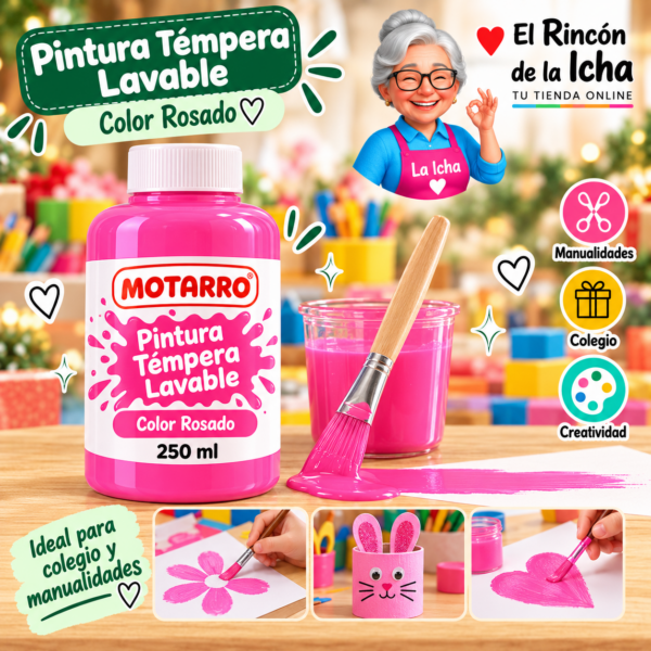 RI-0005890 Pintura Témpera Lavable 250 ml Rosado
