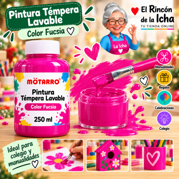 RI-0005891 Pintura Témpera Lavable 250 ml Fucsia