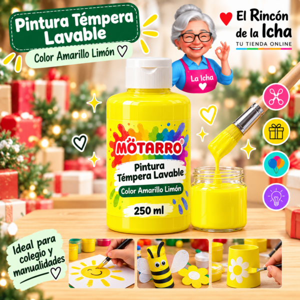 RI-0005894 Pintura Témpera Lavable 250 ml Amarillo Limón