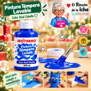 RI-0005897 Pintura Témpera Lavable 250 ml Azul Cobalto
