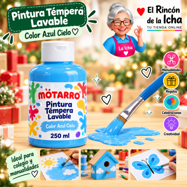 RI-0005898 Pintura Témpera Lavable 250 ml Azul Cielo