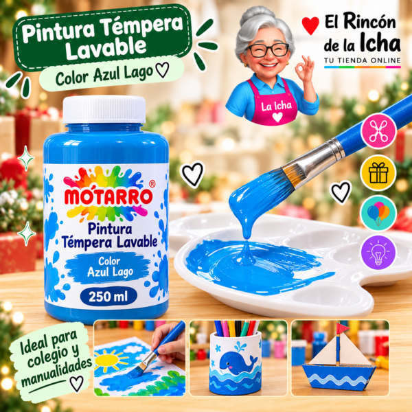 RI-0005899 Pintura Témpera Lavable 250 ml Azul Lago