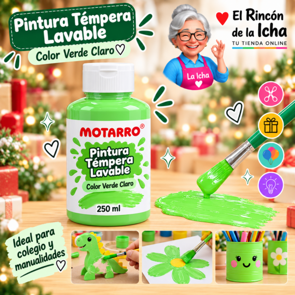 RI-0005900 Pintura Témpera Lavable 250 ml Verde Claro