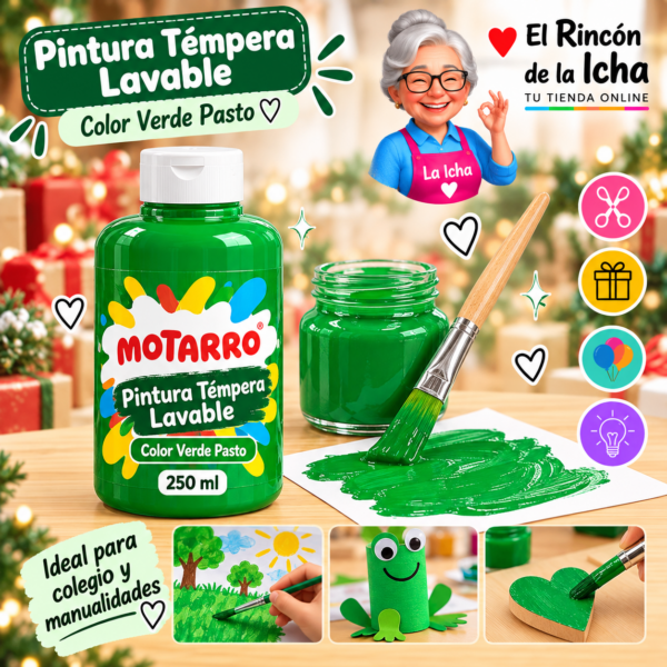 RI-0005902 Pintura Témpera Lavable 250 ml Verde Pasto