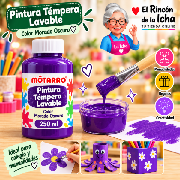 RI-0005903 Pintura Témpera Lavable 250 ml Morado Oscuro