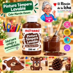 RI-0005905 Pintura Témpera Lavable 250 ml Marrón Oscuro