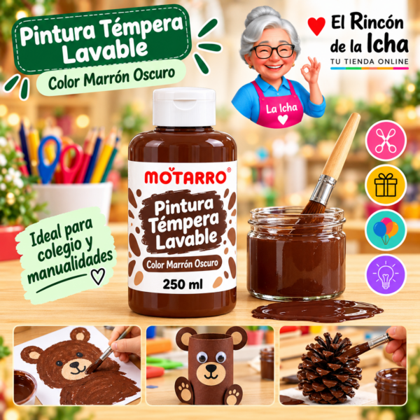 RI-0005905 Pintura Témpera Lavable 250 ml Marrón Oscuro