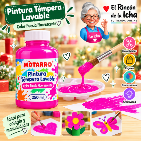 RI-0005909 Pintura Témpera Lavable 250 ml Fucsia Fluorescente