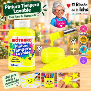 RI-0005910 Pintura Témpera Lavable 250 ml Amarillo Fluorescente