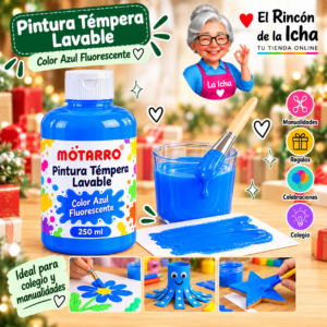 RI-0005911 Pintura Témpera Lavable 250 ml Azul Fluorescente