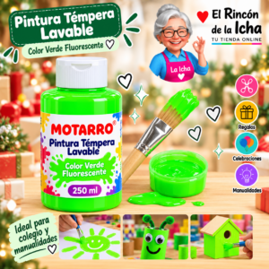 RI-0005912 Pintura Témpera Lavable 250 ml Verde Fluorescente