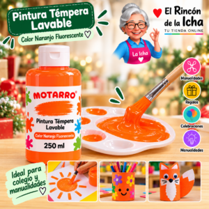 RI-0005913 Pintura Témpera Lavable 250 ml Naranjo Fluorescente