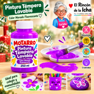 RI-0005914 Pintura Témpera Lavable 250 ml Morado Fluorescente