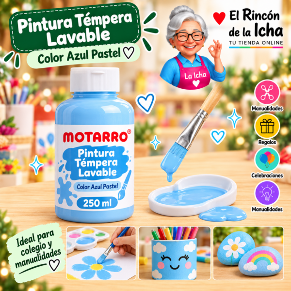 RI-0005916 Pintura Témpera Lavable 250 ml Azul Pastel