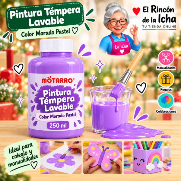 RI-0005920 Pintura Témpera Lavable 250 ml Morado Pastel