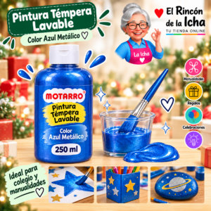 RI-0005922 Pintura Témpera Lavable 250 ml Azul Metálico