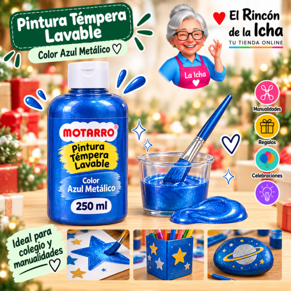 RI-0005922 Pintura Témpera Lavable 250 ml Azul Metálico