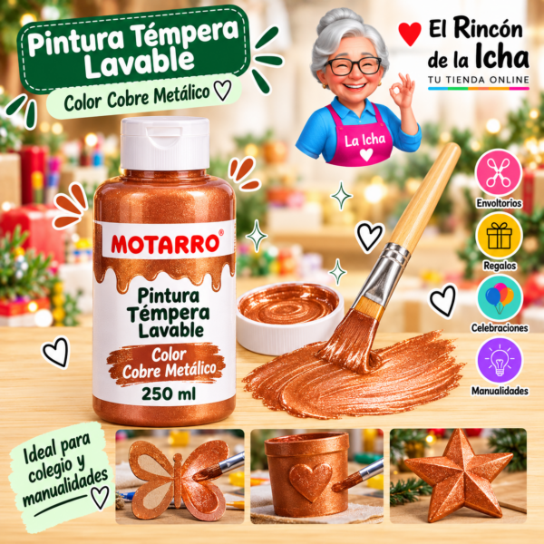 RI-0005924 Pintura Témpera Lavable 250 ml Cobre Metálico