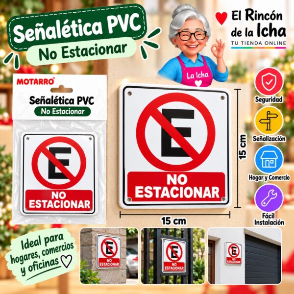RI-0005926 Señalética PVC 15 x 15 cm No Estacionar