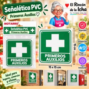 RI-0005927 Señalética PVC 15 x 15 cm Primeros Auxilios